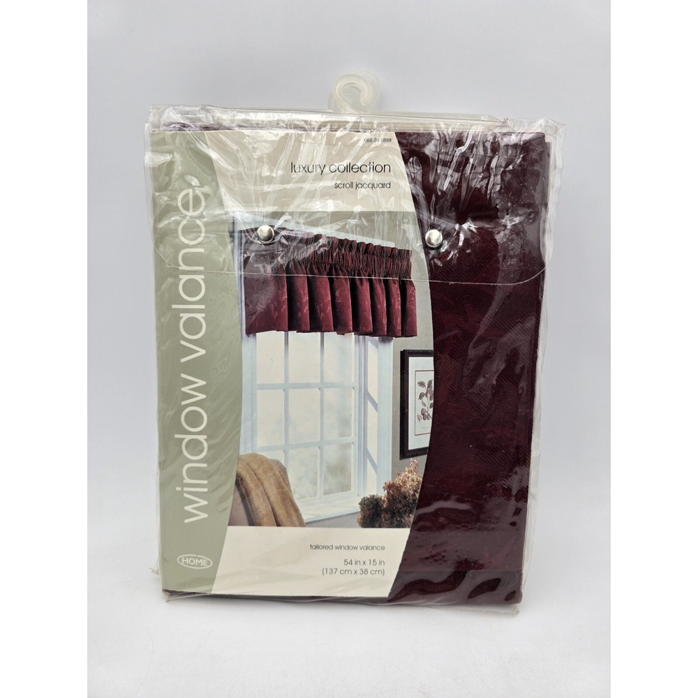 Lot Of 3 Window Valance Scroll Jacquard  54in×15in Burgundy Red  Target New - Picture 2 of 5